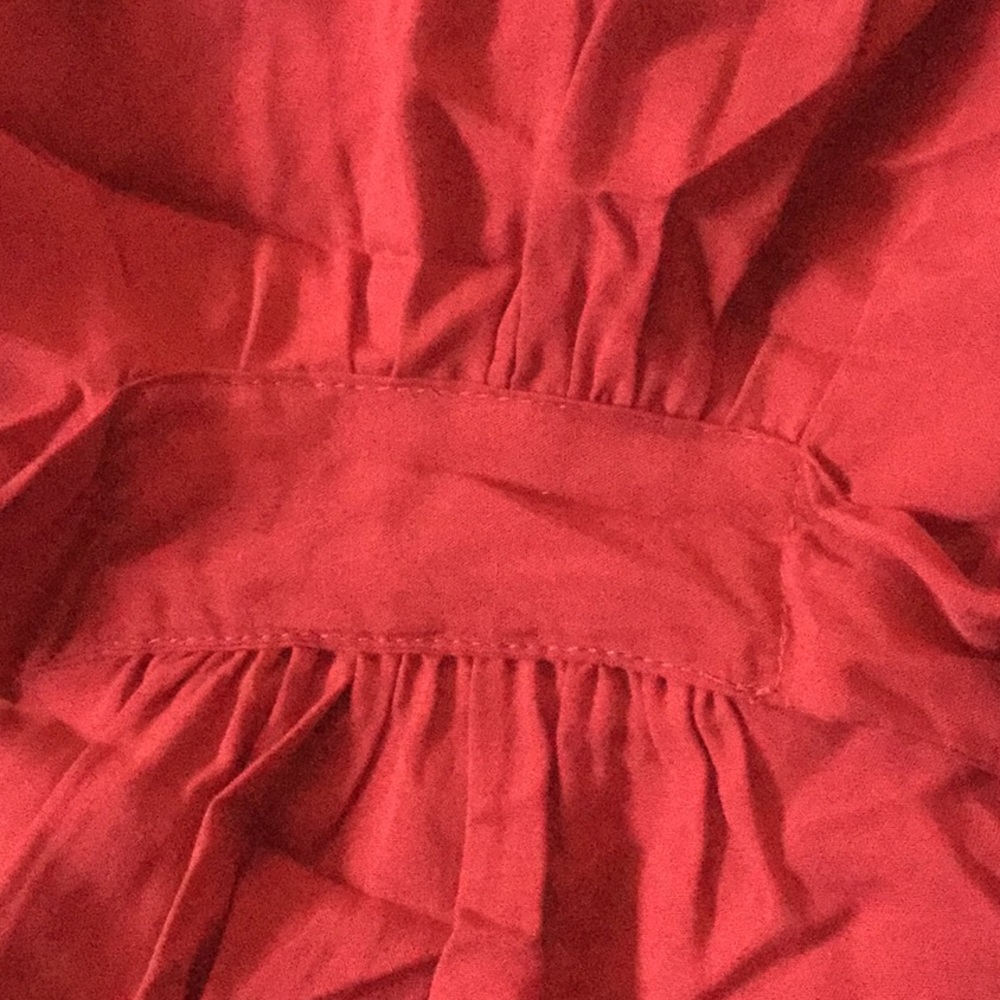 Burgundy Pearl Button Up Tie Waist Top - Picture 7 of 8